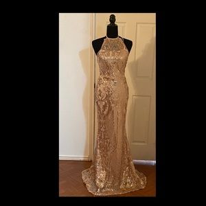 MERMAID SEQUIN Gold DRESS NEW!! small